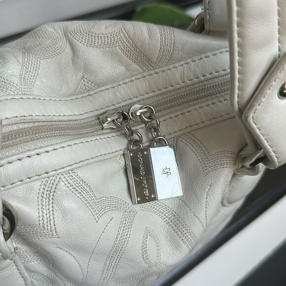 Donald J Pliner Genuine Leather Shoulder Purse Stitched Design Elegant Tote - Picture 3 of 13